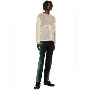 Eckhaus Latta Sheer Long Sleeve Top - Cream and Tan